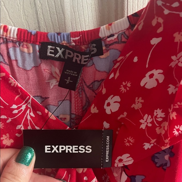 Express Vibrant Red Floral Dress - Picture 2 of 4